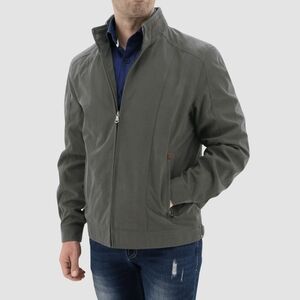 Men's Olive Zip-Front Casual Jacket